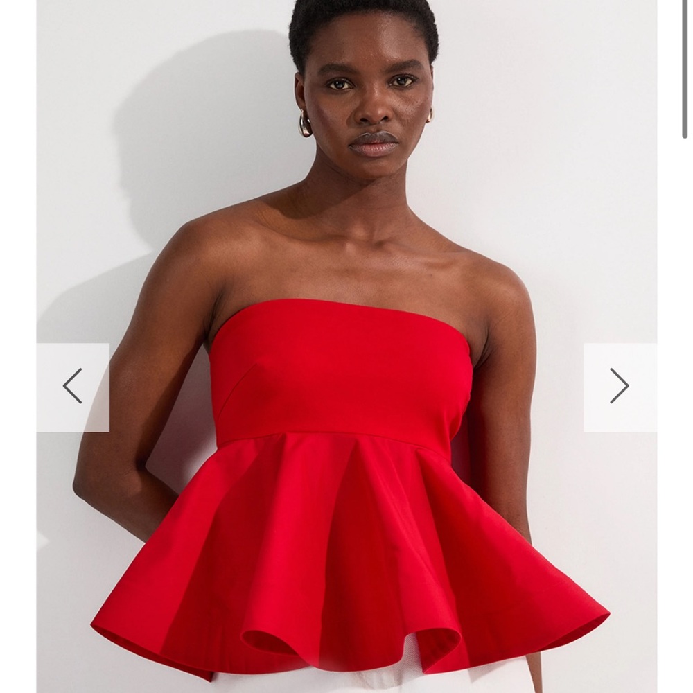 Karen Millan Ruffle Hem Ponte And Cotton Jersey Tube Top